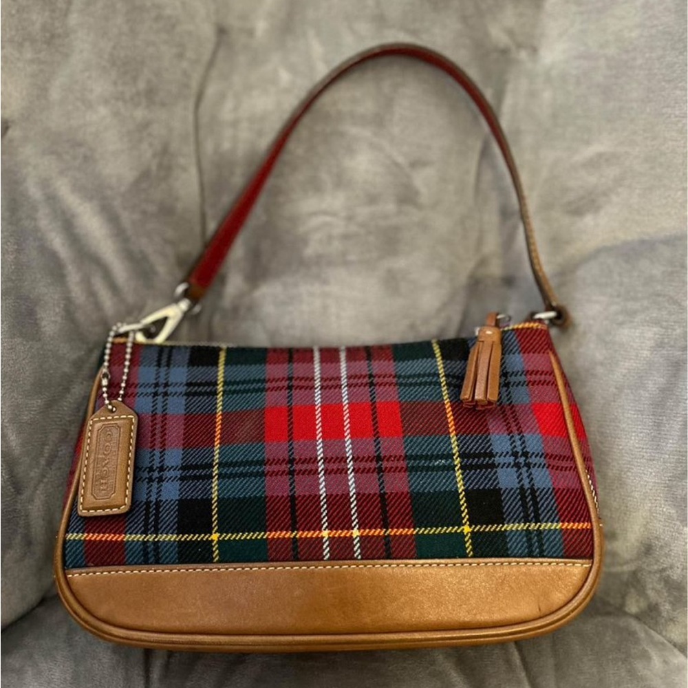Coach 8935 tartan plaid shoulder bag